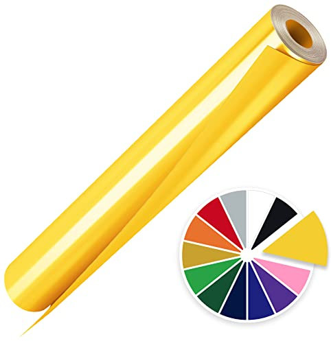 Artcut Vinilo Textil Termoadhesivo Amarillo 30.5x300cm, FáCil de Cortar, Rollo de Vinilo Transferencia de Calor para Ropa De Bricolaje, Sombrero, Tela