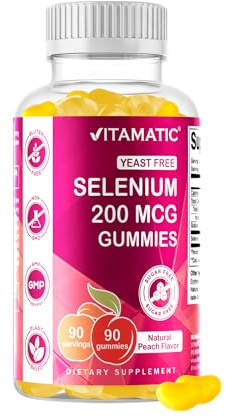 Vitamatic Yeast Free Selenium Gummies 200mcg as Selenomethionine Supplement Essential Trace Mineral with Superior Absorption 90 Pectin Based Gummies
