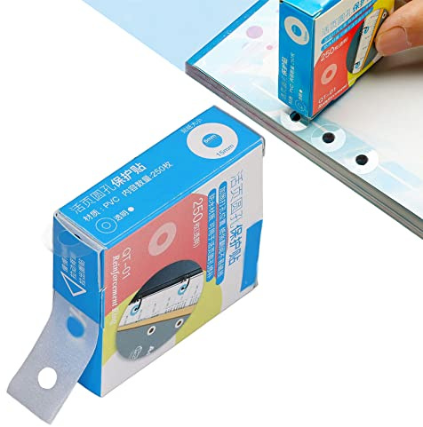 250pcs Loose-Leaf Paper Hole Reinforcement Ring Labels Sticker,Waterproof Self Adhesive Ring Loose-Leaf Paper Hole Punch Protector Page Reinforcer Sticker for Office School Home Supplies(Transparent)