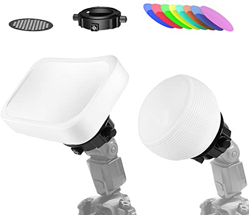 LENSGO Professional Flash Kit, Flash Diffuser Modifier Bundle Diffusion Dome for All Square and Round Head Lights, Photography Lighting Flash Diffuser Set Modifiers for Superior Light Control (D235)