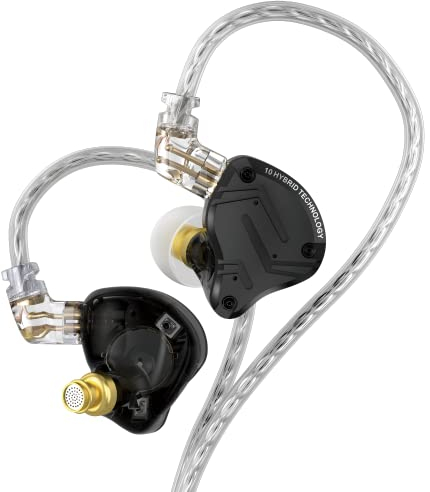 KZ ZS10 PRO X in Ear Monitor, 4BA 1DD Multi Driver in Ear Auricolari KZ cablati con cavo staccabile in lega per Audiophile Singer Drummer Chitarrista (nero opaco, con microfono)