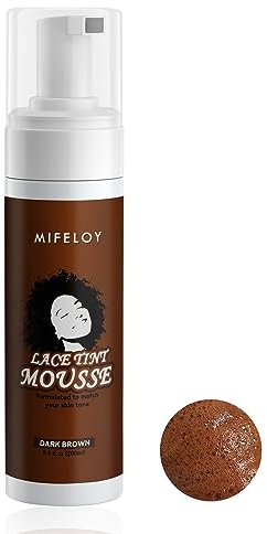 6.8 fl.oz Dunkelbraun Haarfärbespray für Perücken Spitzenperücken, Lace Tint Melting Haar Mousse für Damenhaarperücken Toupets Haarteile, Schnell trocknender Spitzenschmelzspray Haftspray Concealer