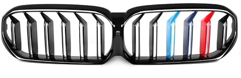 Für B&MW 5er G30 G31 F90 (M5) LCI Glänzend Schwarz ABS M Stil Farbe Kunststoff Frontstoßstange Auto Dekor Grill Nierengitter Front Kühlergrille (Color : 2 Slat Gloss M)