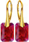 Ohrringe Damenohrringe Klapperverschluß Silber 925 Ohrhänger mit Kristallen Vergoldung mit Gelbgold 24 Karat / 750 Gold Ohrschmuck Geschenk für Frau Mädchen (Scarlet)