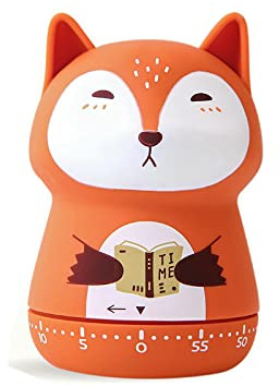 NUOSWEK Mechanischer Küchentimer, niedliches Tier, aufziehbar, 60 Minuten, manueller Countdown für Kinder, Klassenzimmer, Zuhause, Studium und Kochen (orangefarbener Fuchs)