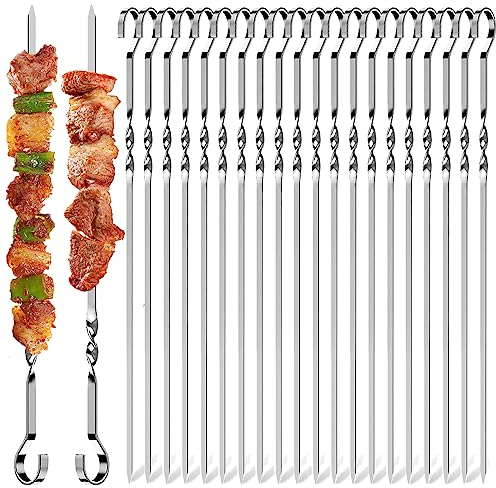 20 Piezas 30cm Brochetas de Barbacoa de Acero Inoxidable, Brochetas de Kebab de Acero Inoxidable Plano, Brochetas de la Parrilla Pinchos Barbacoa, Pinchos para Barbacoa Reutilizables fiestas