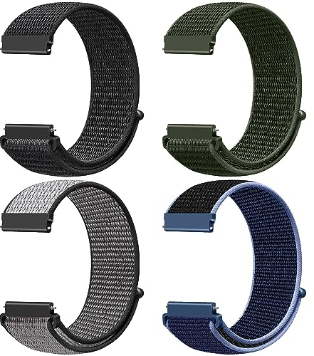 Runostrich Quick Release Nylon Watch Strap 18mm 19mm 20mm 22mm 24mm, Nylon Sport Loop Bands Replacement Strap Women Men, 4pcs