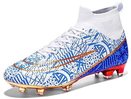 WEJIESS Fußball Stiefel Herren Spike Fußball Schuhe Professionelle Spikes Fußballspiel Schuhe Jungen Fußball Schuhe Schnürschuhe Ausbildung Turnschuhe, Celadon 77-T, 38 EU