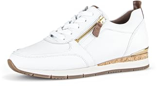 Gabor Damen Low-Top Sneaker, Frauen Halbschuhe,Wechselfußbett,Best Fitting,Freizeitschuhe,Turnschuhe,Weiss/Camel (Gold),39 EU / 6 UK