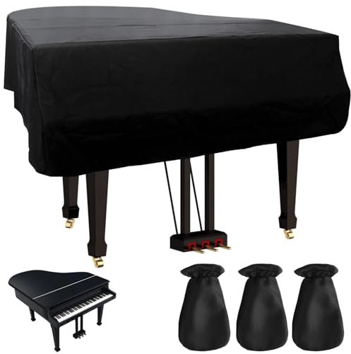 Leather Grand Piano Cover, Triangle Piano Full-Protection Cover Cloth Waterproof, Triangle Piano Keyboard Protector Cover with Velvet Lining, 63 x 60 x 17 Inches