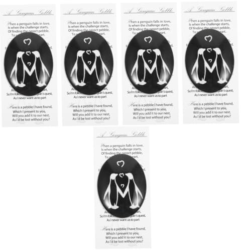 Cabilock 5 Sets Penguin Hug Pebble Glass Small Penguin Pebble Decor Pocket Hug Desktop Ornament Perfect for Friends Family Office