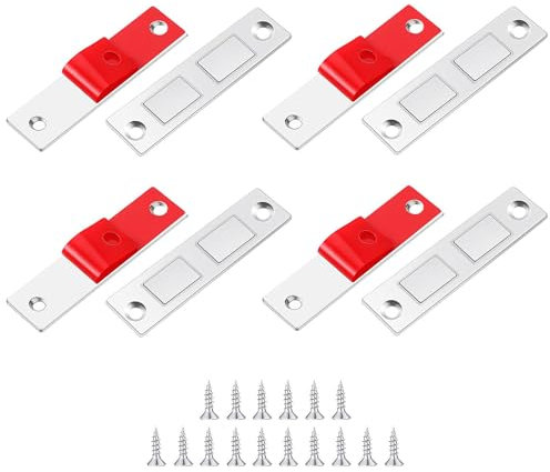 4 Pcs Magnetic Door Catches, Ultra Thin Cupboard Door Magnets, Magnetic Cupboard Catches, Double Magnetic Catches for Cupboards, Magnetic Strip Cabinet Door Magnets for Wardrobe Closet Door Closing