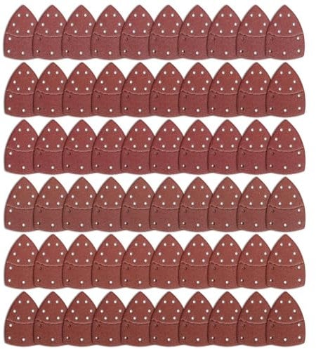 60 fogli abrasivi per levigatrice a triangolo, per smerigliatrice Bosch PSM 100A PSM 200 AES PSM 18, 11 fori assortiti grana 40/60/80/120/180/240