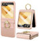HWeggo Coque pour Samsung Galaxy Z Flip 6, Coque pour Z Flip 6 Slim avec Protecteur d’écran extérieur et Anneau, Coque légère résistante aux Rayures et aux Chocs- Rose-DORÉ