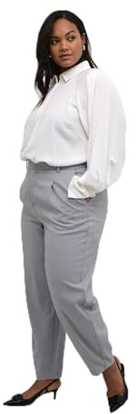 KAFFE CURVE Hose KCmerla Damen Pants Hosen Größe Größen Weites Bein Business High Waist Hose 54, Grey Melange