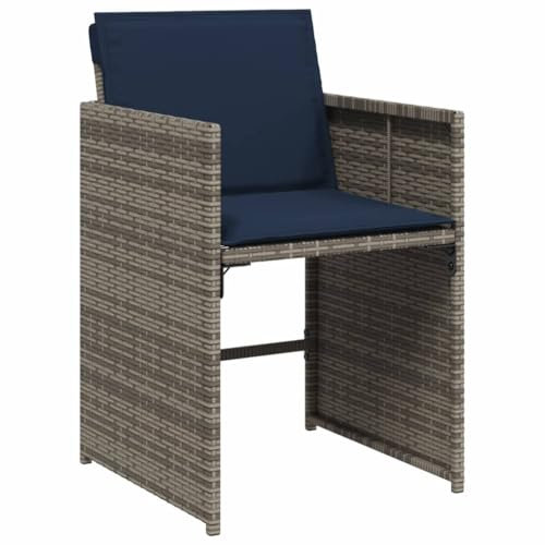 vidaXL Gartenstühle 4 STK., Gartenstuhl mit Kissen, Gartensessel Stuhl für Garten Balkon Terrasse, Sessel Stuhlset Gartenmöbel, Grau Poly Rattan