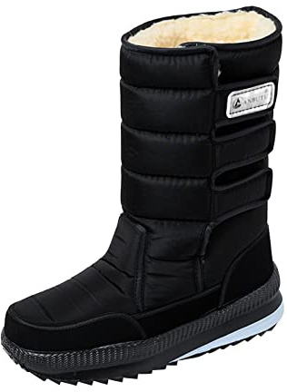 Chaussures d'hiver doublées imperméables - Bottes de neige pour homme - Bottes thermiques élégantes - Bottes mi-hautes - Pour le travail, le ski et l'extérieur - Confortables - Chaussures plates à