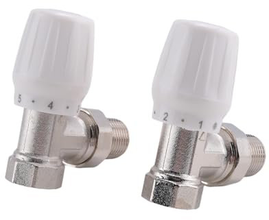 Solimery VáLvula de Radiador TermostáTico 2 Piezas 15Mm X 1/2 Pulgadas VáLvula de Radiador TermostáTico de áNgulo TermostáTico TRV para Oficina Casa