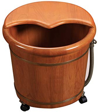 Fußwanne aus massivem Holz, Fußwanne aus Holz, Fußwanne mit Band, bewegliche Rollen mit Abtropffläche, Erhöhung der Fußwaschwanne, Holz-Haushalts-Fußbadewanne, zum Einweichen von Füßen, Mass