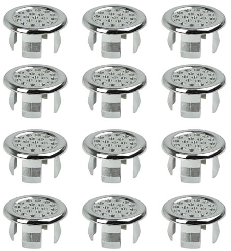 EIHI 12 Pcs Couvercle de Trop-Plein pour Lavabo, Anneau de Débordement d’Évier, Bouchon Trop Plein Lavabo, Couvercle de Trop-Plein de Trou d'Évier Rond, Pour Lavabo, Salle de Bain, Cuisine
