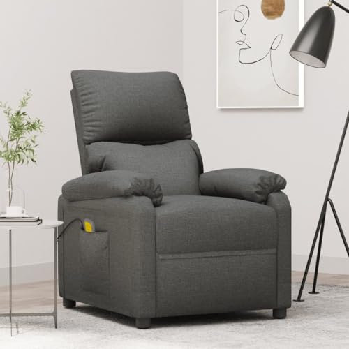 Homgoday Massagesessel Fernsehsessel Relaxsessel Ruhesessel Polstersessel Liegesessel TV Sessel mit Rückenlehne für Wohnzimmer Dunkelgrau Stoff