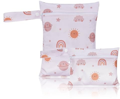 SULIUDAJI 2 Stück wasserdichte Stoffwindeln Nasstaschen,Mini Wickeltasche Wetbag,Nasstaschen Wiederverwendbare,Wet Dry Cloth Windeltasche mit Reißverschluss für Baby Reisen Unterwegs