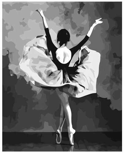 Yoonqun Peinture par Numéros pour Adultes,Danseuse de ballet DIY Peinture à l'huile par Numéros sur Toile,Acrylique Kit de Peinture par Numéros pour Maison Décoration,sans Cadre 60x75cm