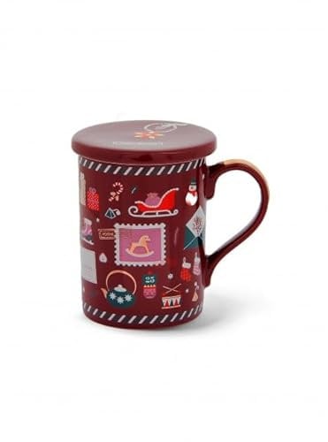 Neavita Infusiera Natale Rossa Christmas Herbal mug con filtro in acciaio