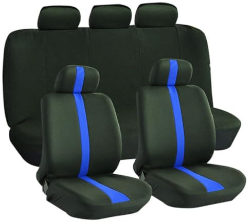 KOMBIUDA 9stücke Autositzbezug Set Vollsitzbezüge Auto-innenausstattung Schutz Vor Verschleiß Und Schmutz Atmungsaktiv Blau