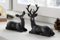 Dekoleidenschaft 2X Dekofigur REH & Hirsch aus Polyresin, matt schwarz, Tierfigur, Weihnachtsdeko, Tischdeko