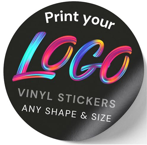 Personalised Waterproof Vinyl Stickers Decals- Contour Cut Custom Product Labels Sheet, Circle Large Logo Stickers, Durable Weatherproof Design for Business and Personal Bottle Label (Round Shape)