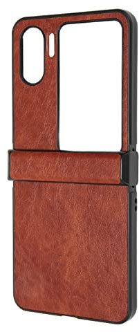 Rankomu Folding Phone Case Flip Screen Phone Cover, PU Crazy Horse Pattern Soft Fashion Phone Case for Oppo Find N2 Flip, Brown