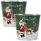 Fyne-Finds Set of 2 Metal Merry Christmas Plant Pot Santa Reindeer Green Scene 1.5 Liters Each Tin Pail 15cm, 6inch Planters