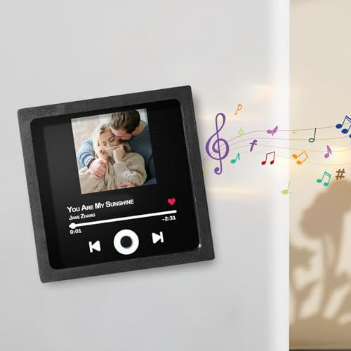 Personalisierter Kühlschrankmagnet mit Musik, Kühlschrank Magnet mit musikund Foto, Album Musik Kühlschrankmagnet, Selbst Gestalten Können Lieder Spielen für Paare Valentinstag Geburtstag (Stil E)