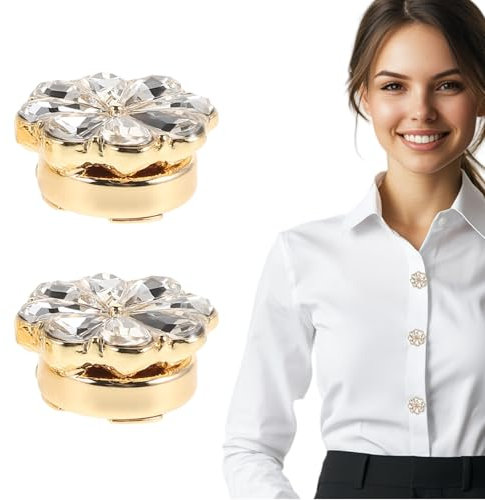 Yeomju 2 Stück Hemdzubehör Blusen Zubehör Damen Hemd Knöpfe Blusenknöpfe Elegant Hemd Knöpfe Blusenknopf Abdeckungen Manschettenknopf mit Legierung Golden