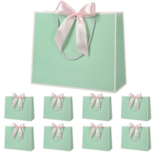 Yieseang Geschenktüten,Geschenktasche mit Schleife | Geschenktüte Groß für Geburtstag,Hochzeit,Valentinstag,Weihnachten32x25x10cm,8 Stück