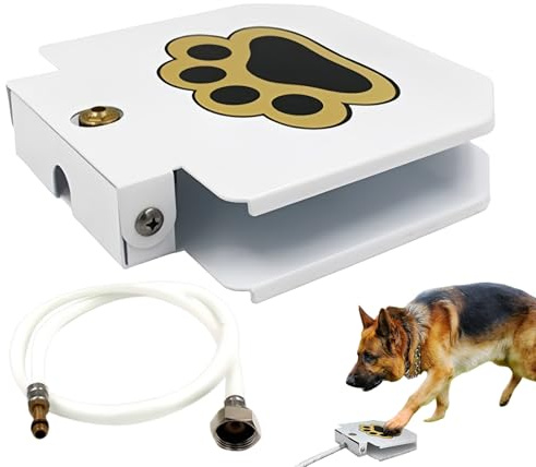 Besreey Fontana per cani per esterni – giocattolo da giardino con funzione pedana | Boccale regolabile per cuccioli da giardino e all'aperto