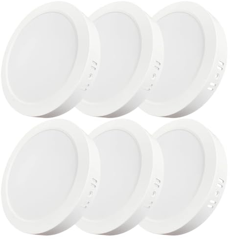 LUXULA 6 Stück LED Aufbauspot flach Weiß Ø224x35mm, 18W 1800lm, IP44 | IP44 Aufputz Spot, CCT 3000K 4000K 6000K einstellbar, Deckenlampe Aufbauleuchte für Bad, Küche, Flur und Wohnzimmer