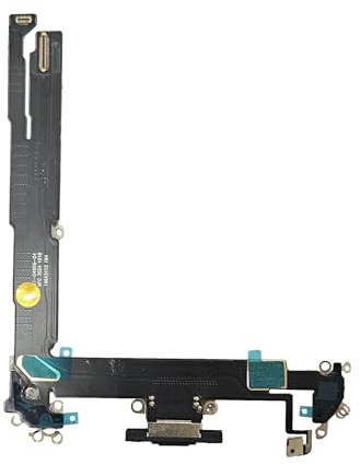 Smartex® Ladebuchse mit Flex Kabel kompatibel mit iPhone 16 Plus - Schwarz - Dock Connector