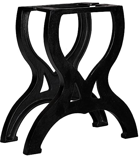 Teenpull X-Frame Coffee Table Legs, 2 Pcs Black Cast Iron Metal Furniture Legs, Industrial Style Desk Base for Living Room, Polished & Lacquered Finish