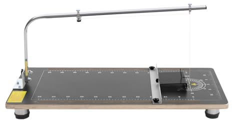 Heißdrahtschneider 24W 300°C mit Arbeitstisch 38x78cm, Styroporschneider mit Temperaturregler & 45° Schwenkarm – Schaumstoffschneider für Modellbau & Deko (Schwarz)