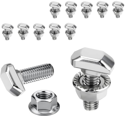 ZKAILCF Hammerkopfschrauben M6 x 20mm Edelstahl A2-70 T Schrauben 10Stk | Gewächshausschrauben mit Sperrzahnmuttern Flanschmuttern für Gewächshaus Dachträger und Aluprofile Nut 8 mm