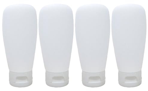 4 Pièces Kit de Flacons de Voyage 60ml en Pp, Blancs | Étanche, Réutilisable, Usage Extérieur et Déplacements, Format Compact