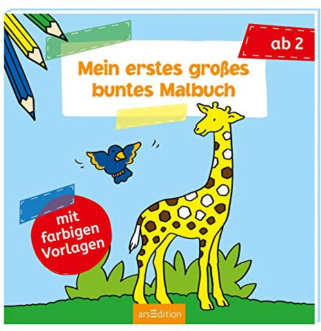 Mein erstes großes buntes Malbuch ab 2: Mit farbigen Vorlagen | Erstes Ausmalen mit einfachen Motiven (Malbuch ab 2 Jahren)