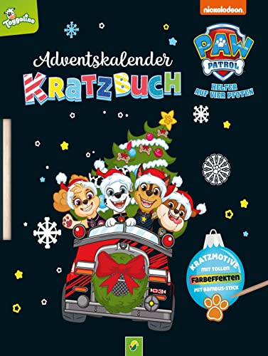 PAW Patrol Adventskalender Kratzbuch: Kratzmotive mit tollen Farbeffekten für Kinder ab 5 Jahren. Mit Bambus-Stick