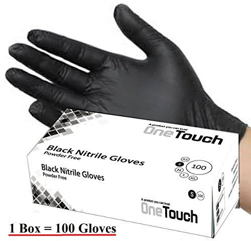 Heavy Duty Black Nitrile Powder & Latex Free Disposable Gloves Tattoo Mechanic Boxed - 100