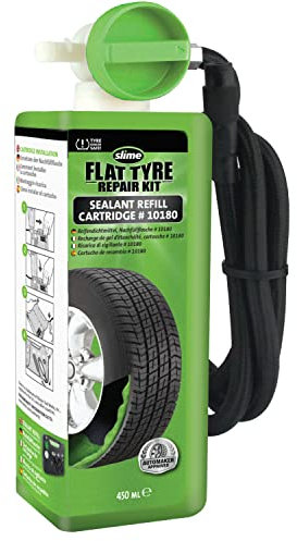 Slime 10180 Recarga del Kit de Reparación de Pinchazos de Neumáticos, Kit de Emergencia para Neumáticos, Recambio de Sellante, Apto para Coches y Otros Vehículos de Carretera, Reparación en 10 min