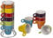 Invero Espresso Vibrant Coloured Stackable Mug Set Stand Includes 6 Ceramic Coffee Cups 60ml (per Cup) and a Chrome Stand