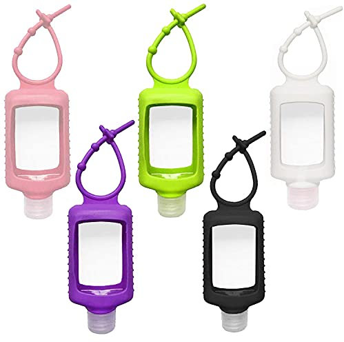 Ulbemoll Porta disinfettante per le mani da 56,7 g, formato da viaggio, portachiavi da viaggio, contenitore ricaricabile per bambini e adulti (56,7 g, 5 pezzi)