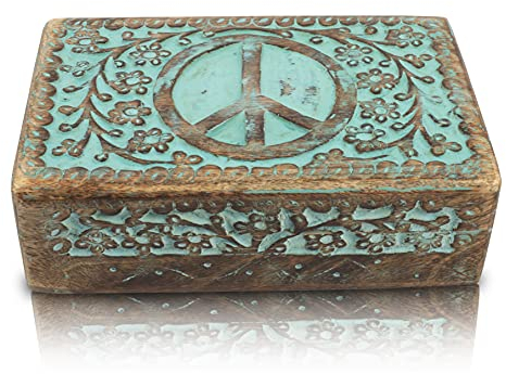Tolles Geburtstagsgeschenkideen-Ideen handgefertigter dekorativer hölzerner Schmuckkasten Schmuck Organizer Andenkenbox Treasure Brust Schmuckhalter Watch Box Aufbewahrungsbox (Blue)
